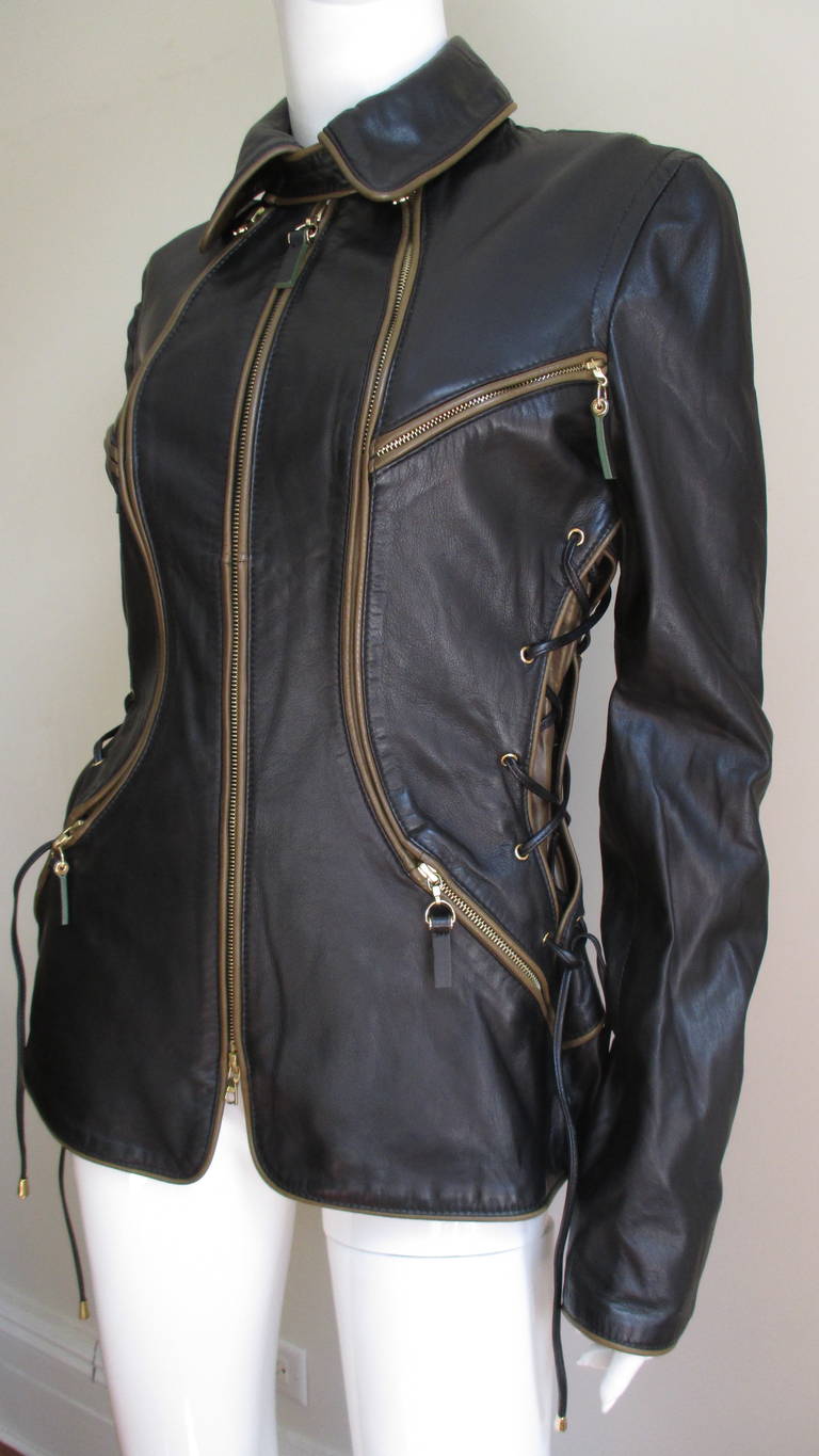 Vintage Gianfranco Ferre Laceup Leather Jacket 3