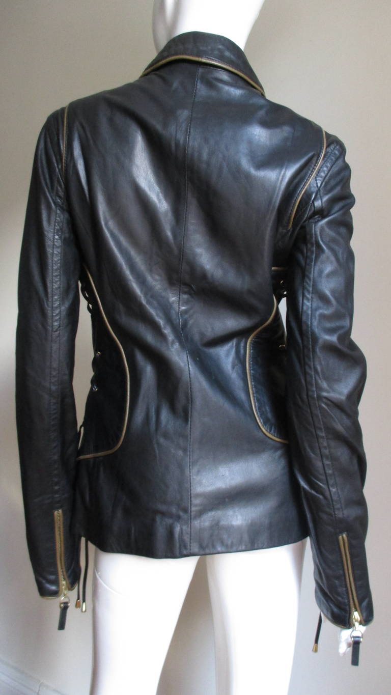 Vintage Gianfranco Ferre Laceup Leather Jacket 5