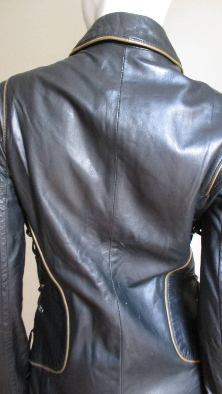 Vintage Gianfranco Ferre Laceup Leather Jacket 4