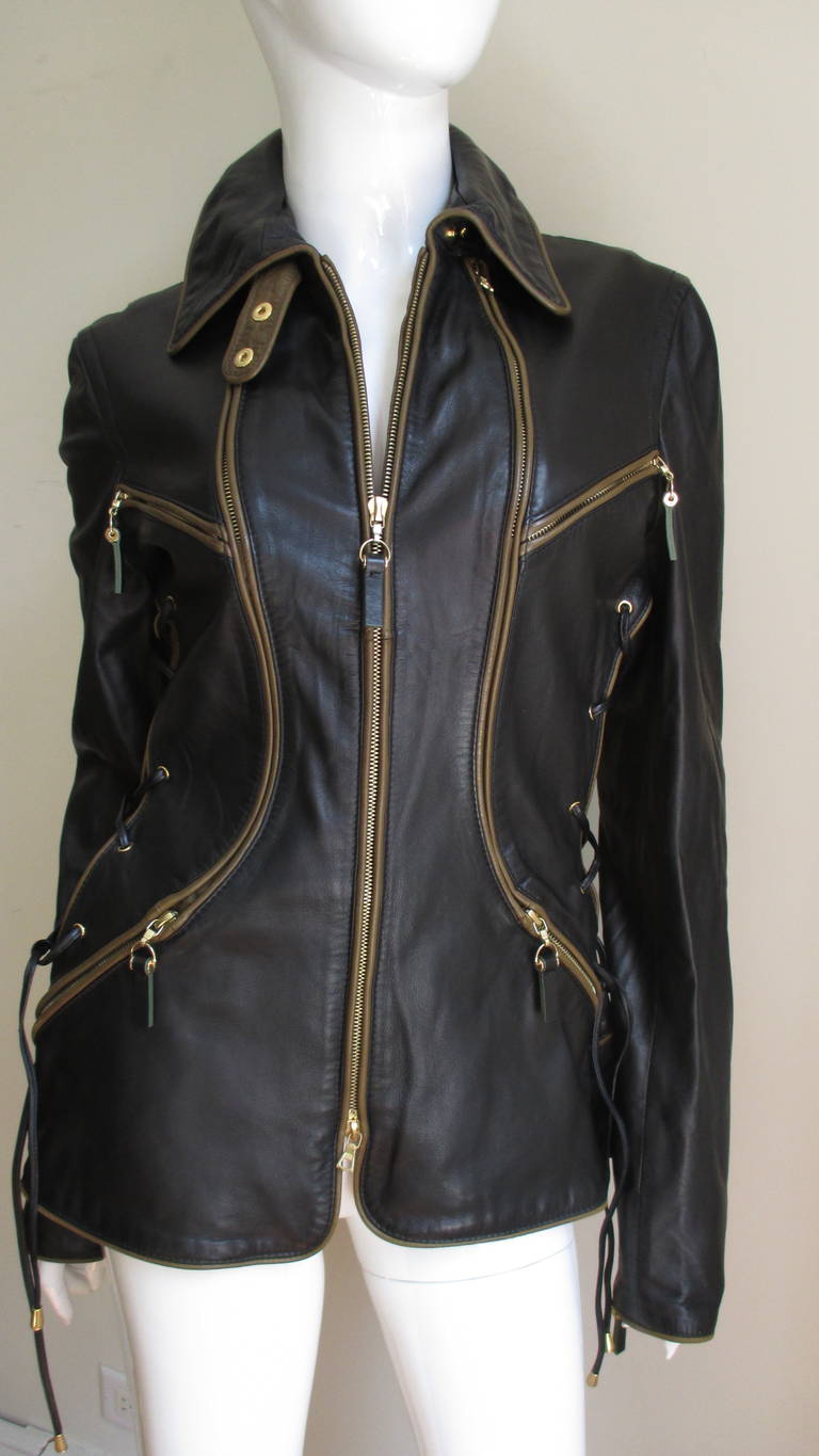 Women's Vintage Gianfranco Ferre Laceup Leather Jacket