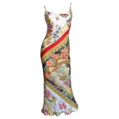 Vintage Ferragamo Scarf Print Silk Dress