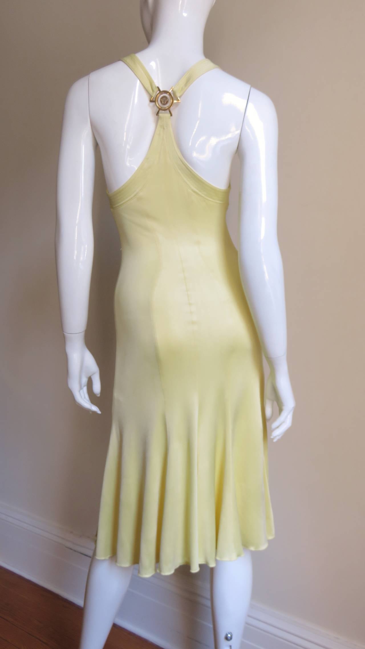 Women's Versace Lemon Plunge Silk Bodycon Dress