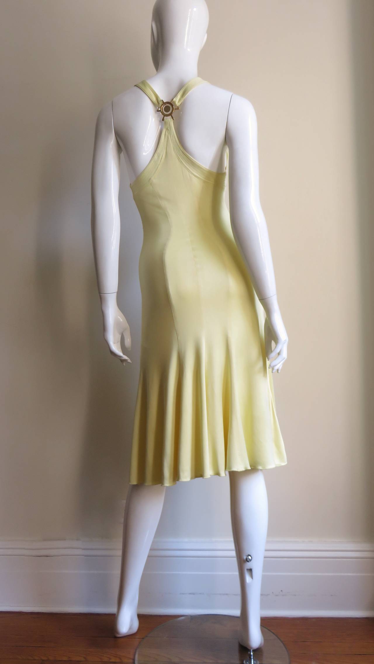 Versace Lemon Plunge Silk Bodycon Dress 1