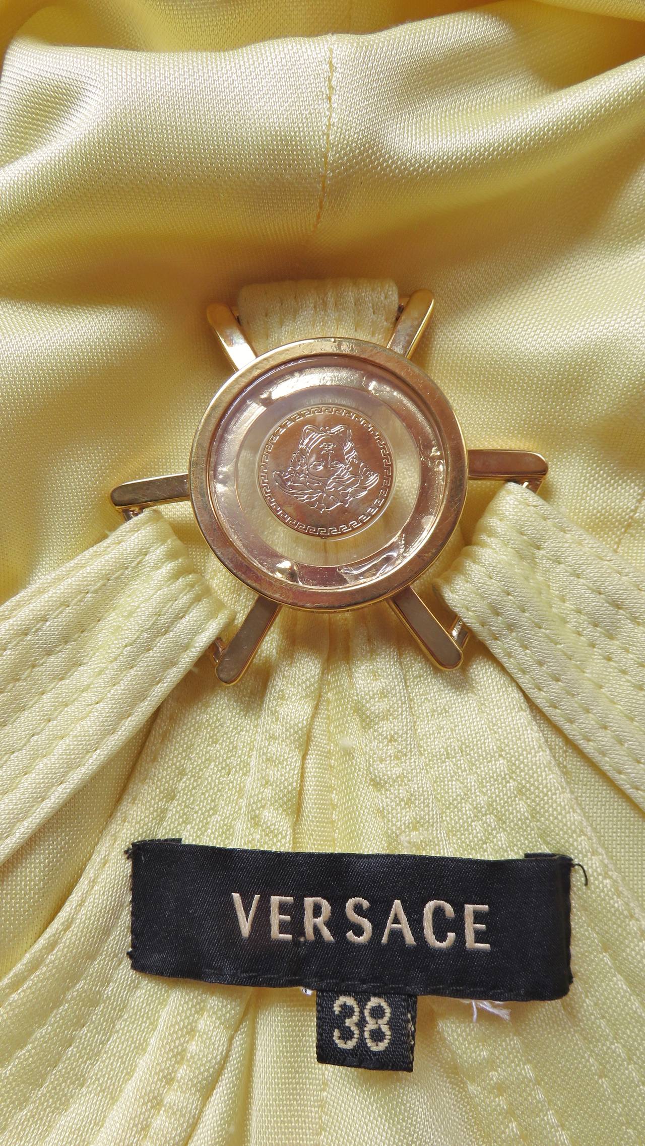 Versace Lemon Plunge Silk Bodycon Dress 2