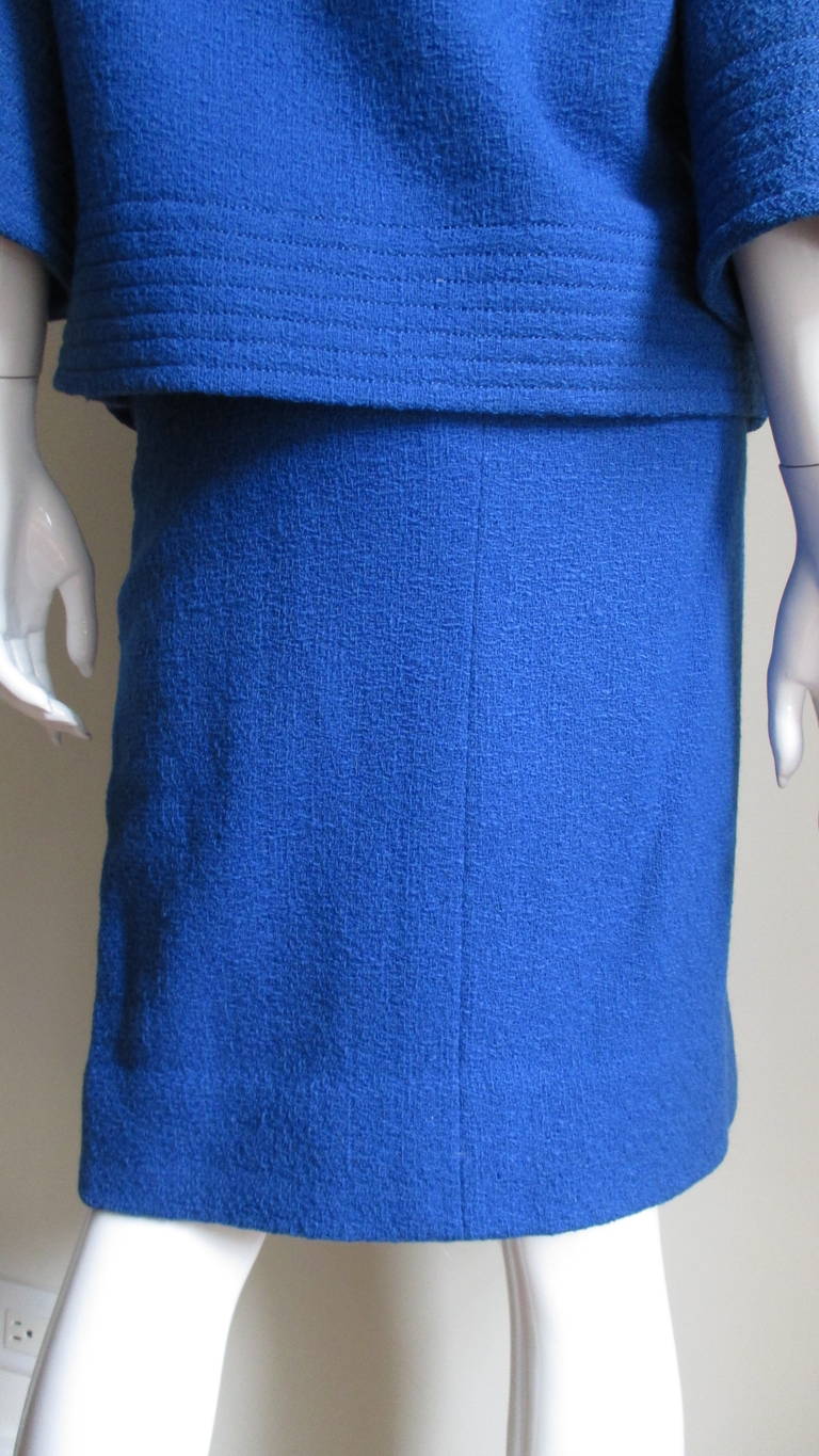 1950s Blue Skirt Suit with Blue Fur Collar 2