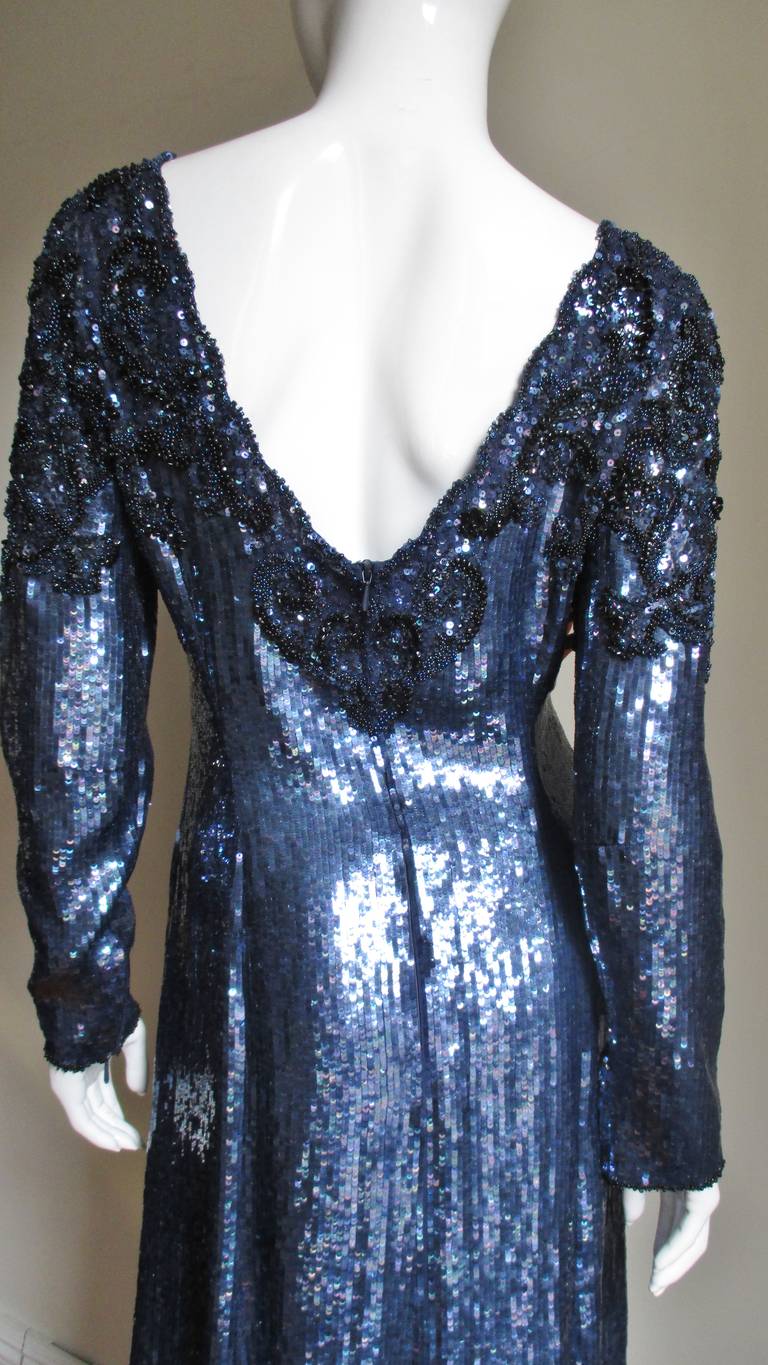 Louis Feraud Beaded Silk Gown 1990s For Sale 6