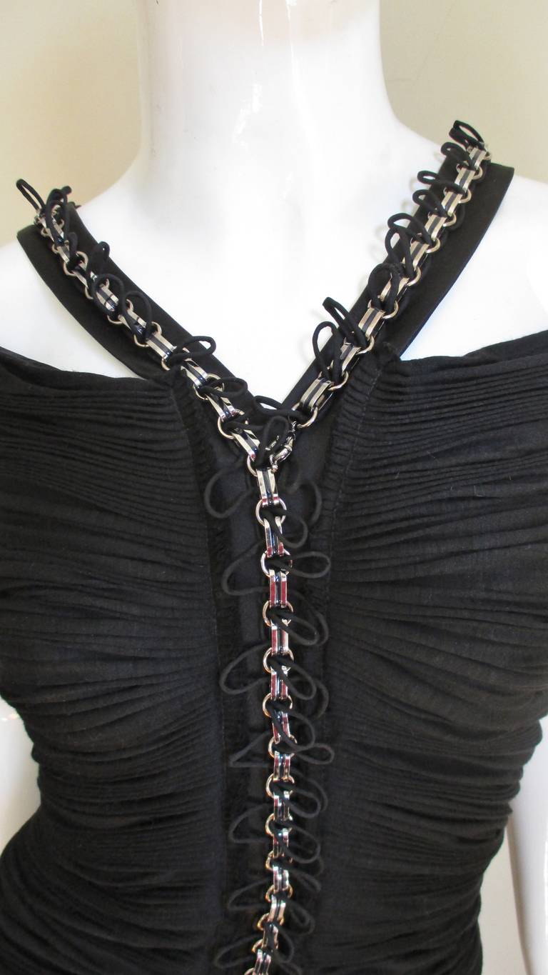 Anne Klein Ruched Chain Trimmed Dress 2