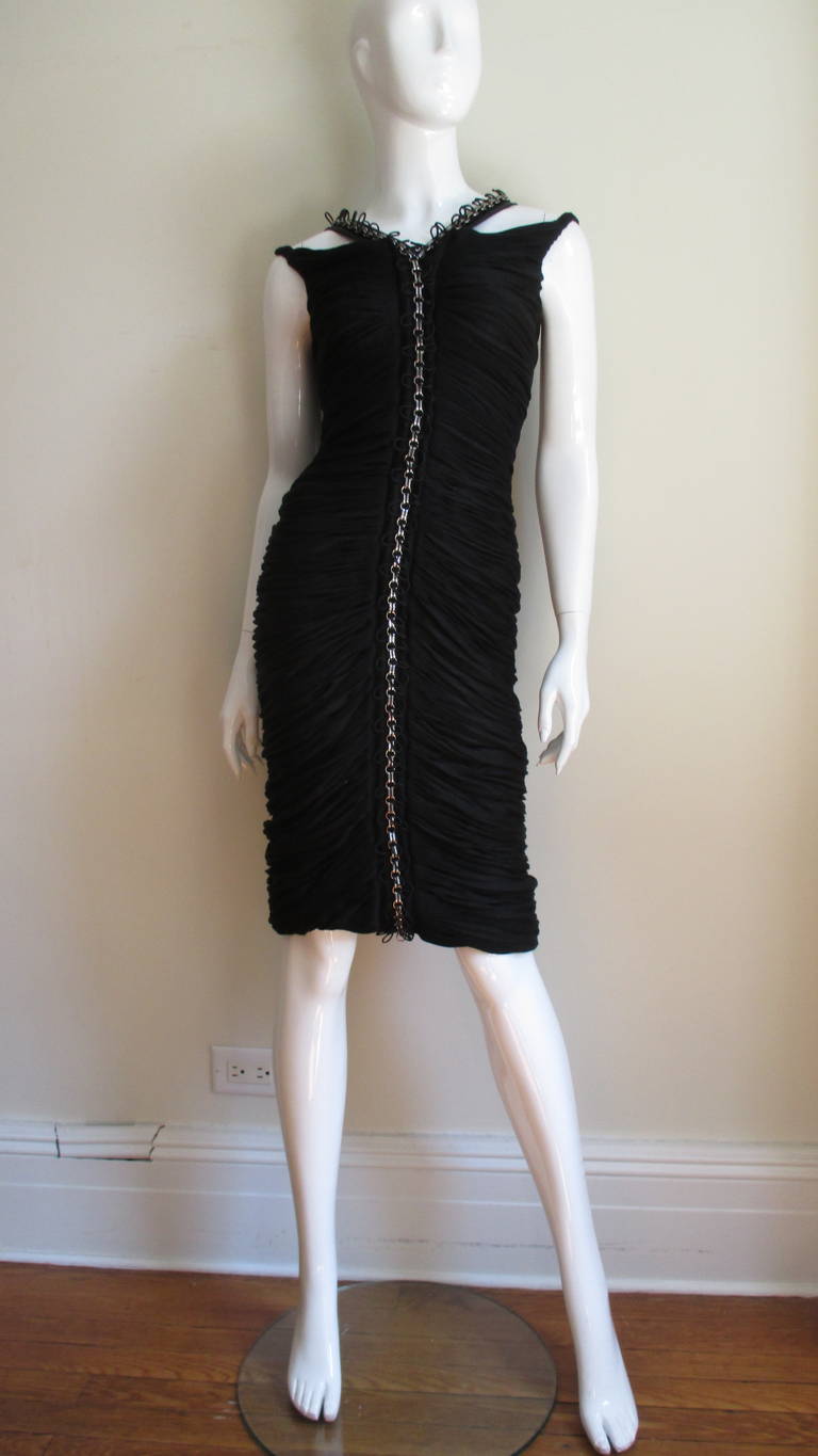 Anne Klein Ruched Chain Trimmed Dress 6