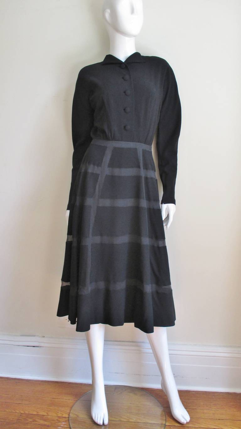 Lanvin Designer Antonio Castillo 1950s Geometric Skirt Dress For Sale 2