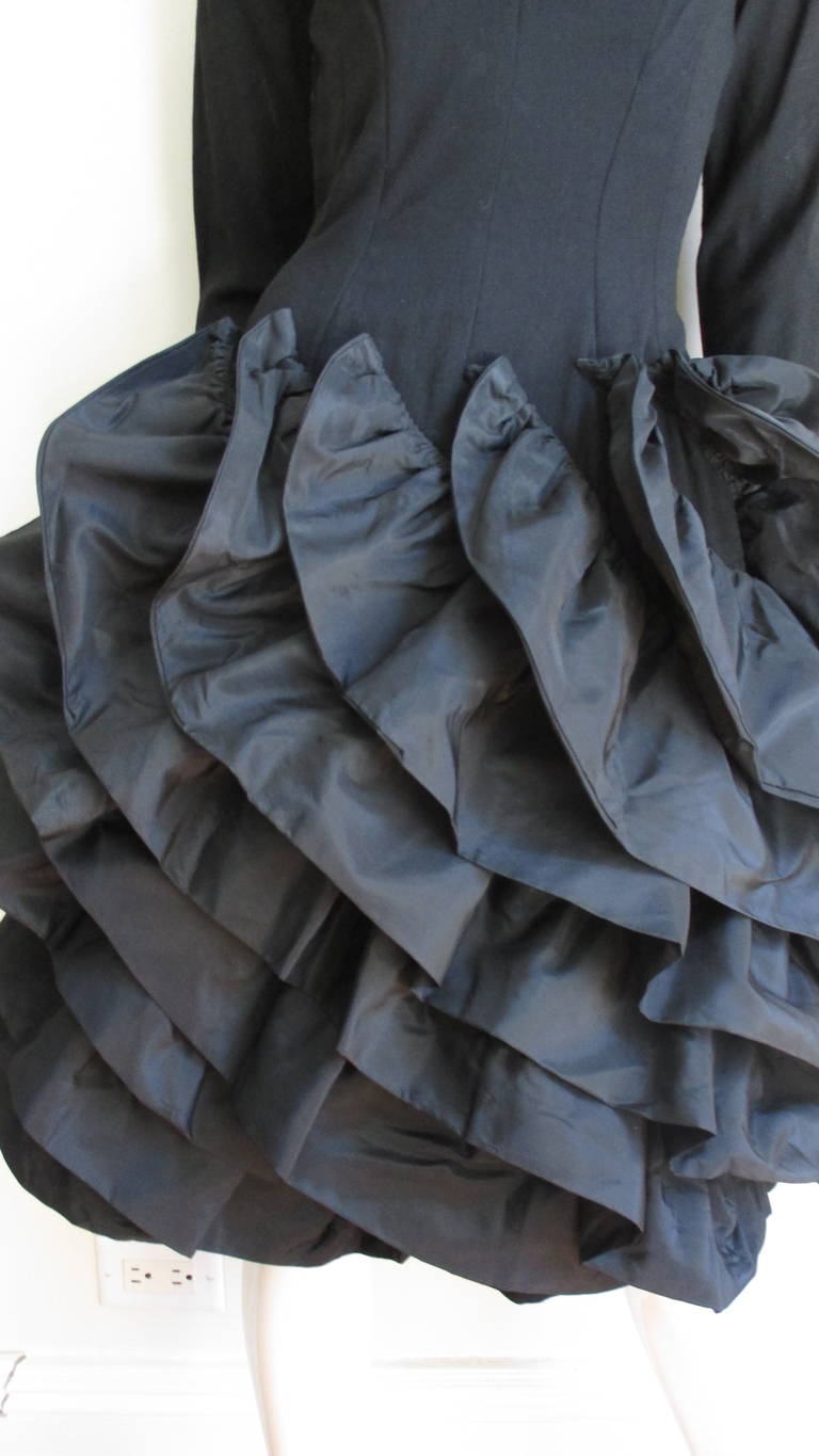 1950s Betty Carol Sculptural Ruffle Dress In Good Condition In Water Mill, NY
