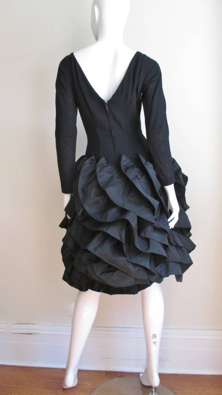 1950s Betty Carol Sculptural Ruffle Dress 4