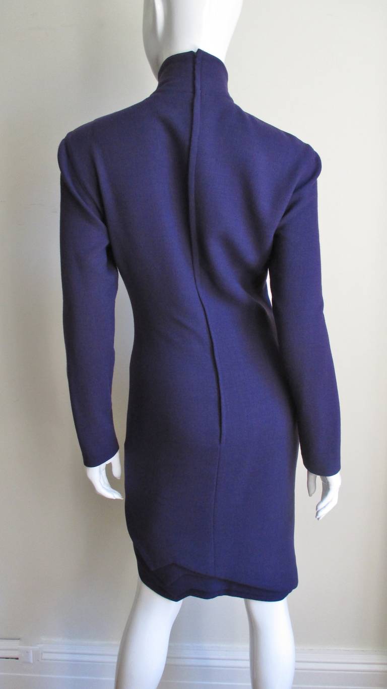 Gianni Versace Purple 1990s Dress with Origami Hem  For Sale 2