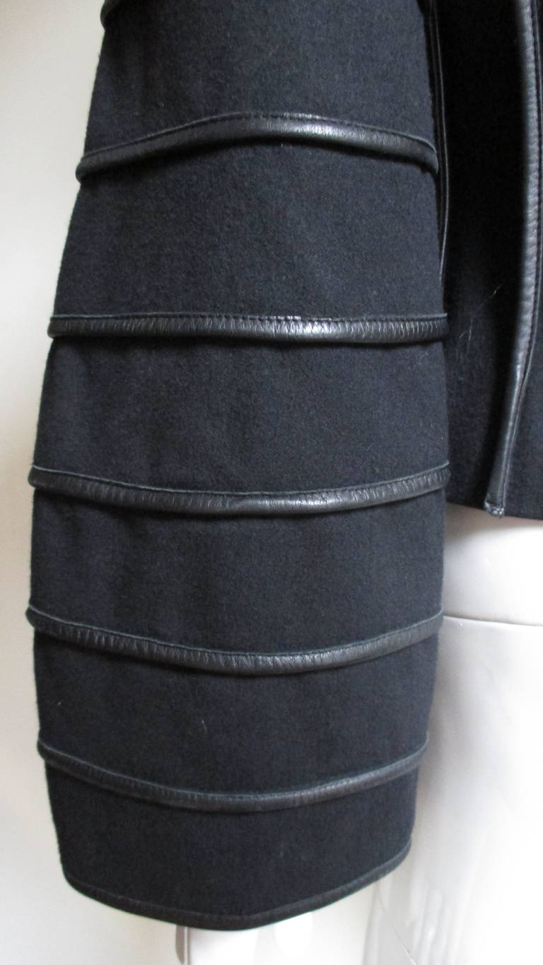 Moschino Wool Jacket With Leather Piping For Sale at 1stdibs