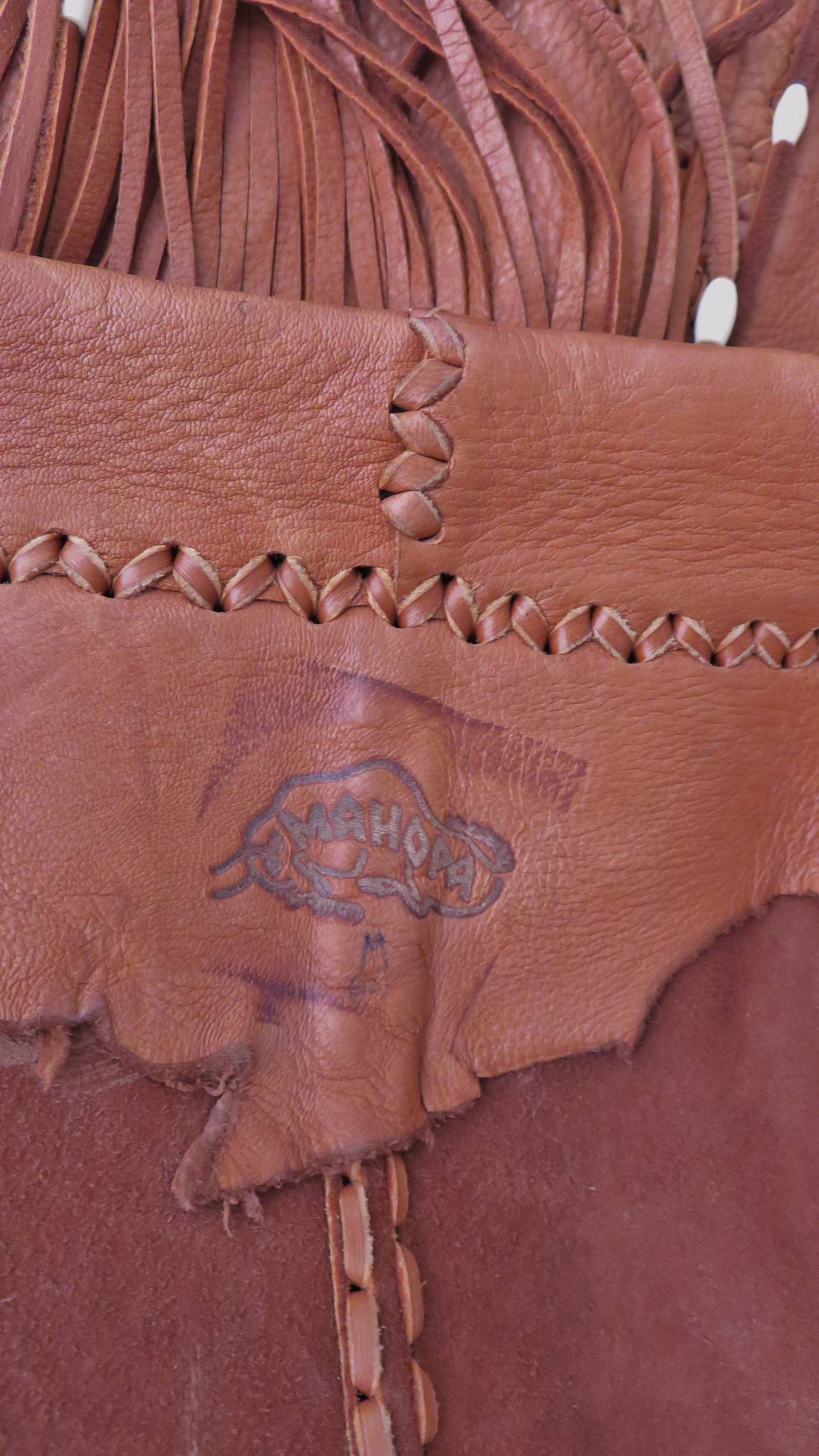 1970s Hand Made Leather Fringe Mahopa Jacket 12