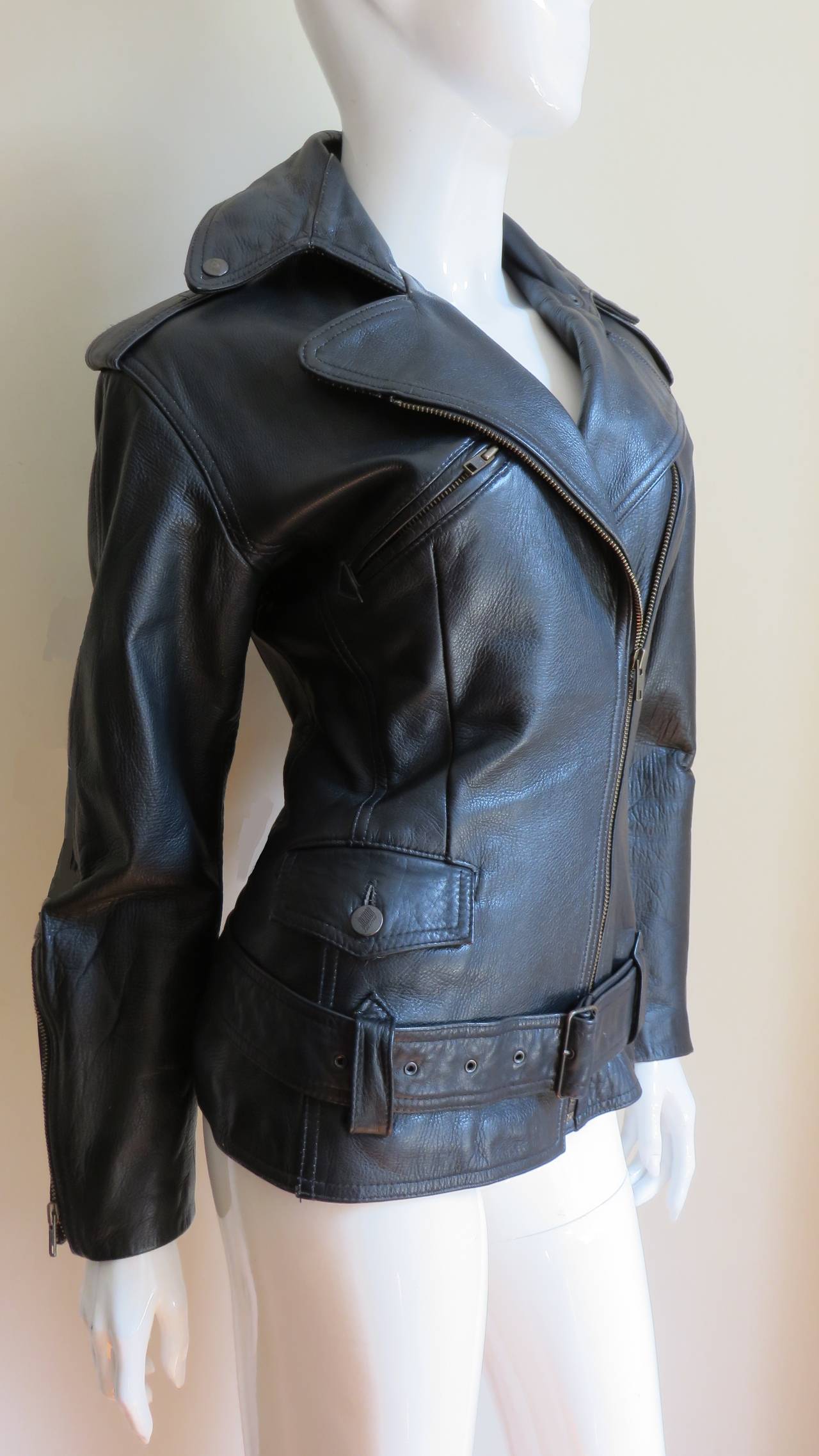 Women's Jean Paul Gaultier Hourglass Leather Motorcyle Jacket