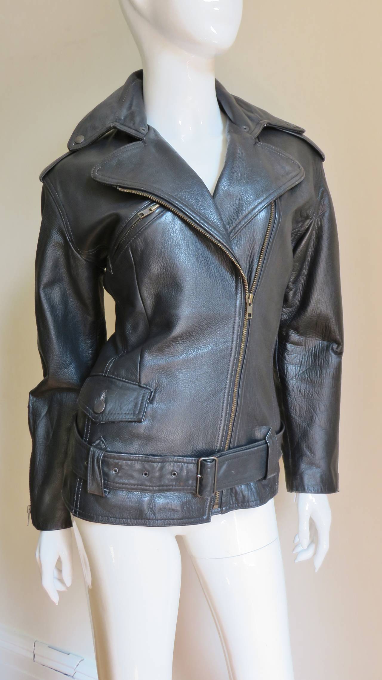 Jean Paul Gaultier Hourglass Leather Motorcyle Jacket at 1stDibs