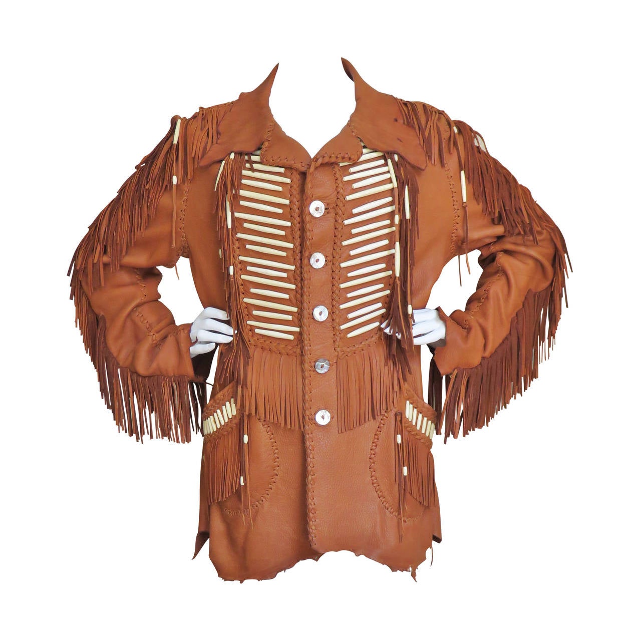 1970s Hand Made Leather Fringe Mahopa Jacket