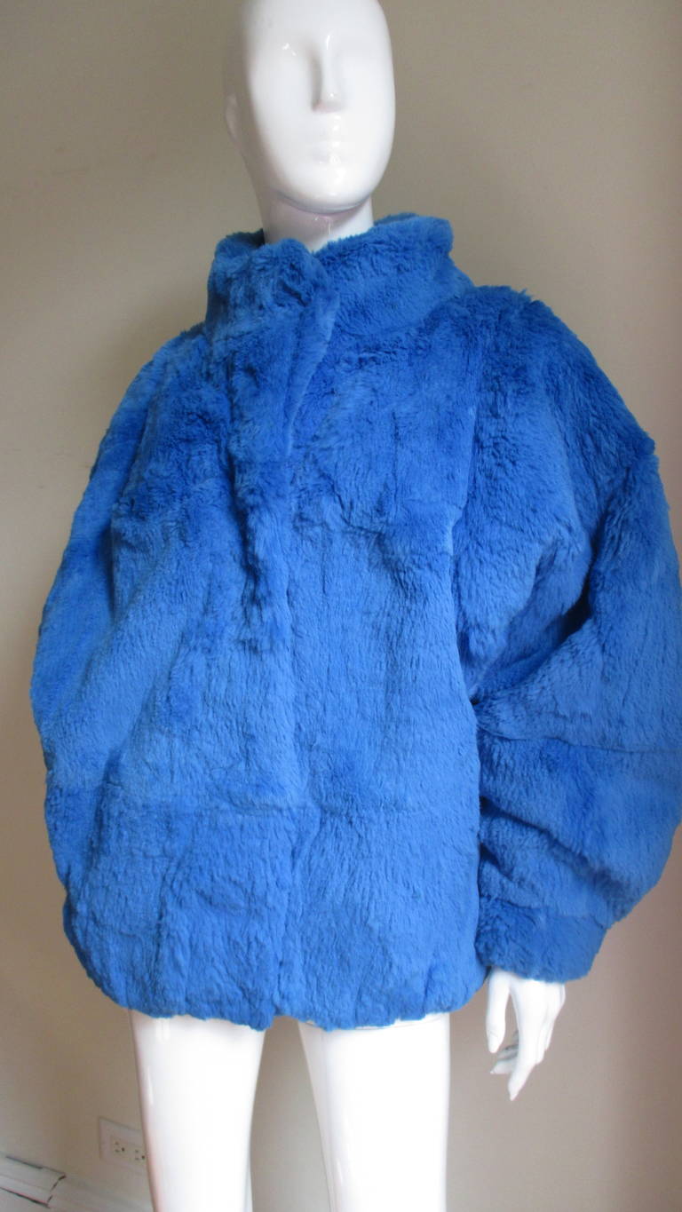 Electric Blue Fur Jacket 2