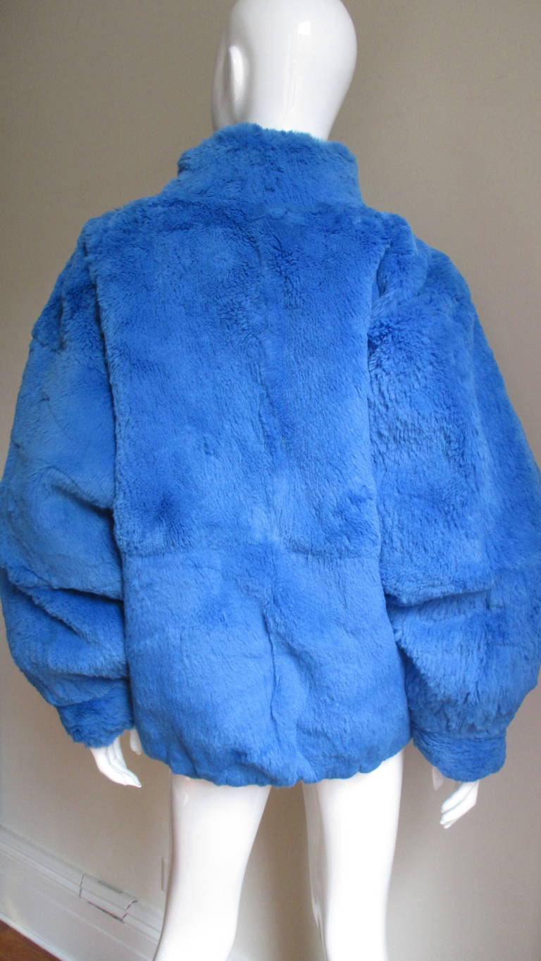 Electric Blue Fur Jacket 3