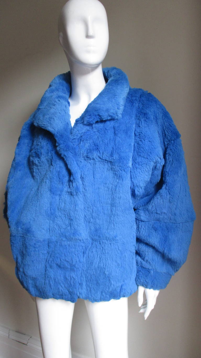 Women's Electric Blue Fur Jacket