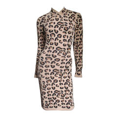 Iconic Alaia Leopard Print Knit Dress