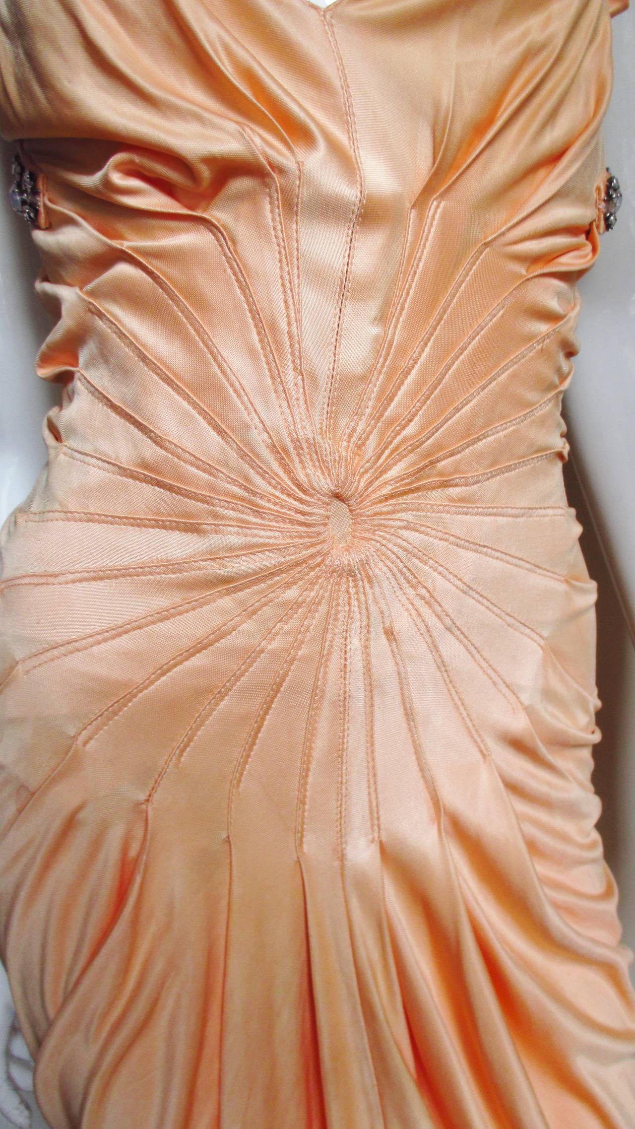 Vintage Gianni Versace Silk Gown With Tuck Detailing In New Condition In Water Mill, NY