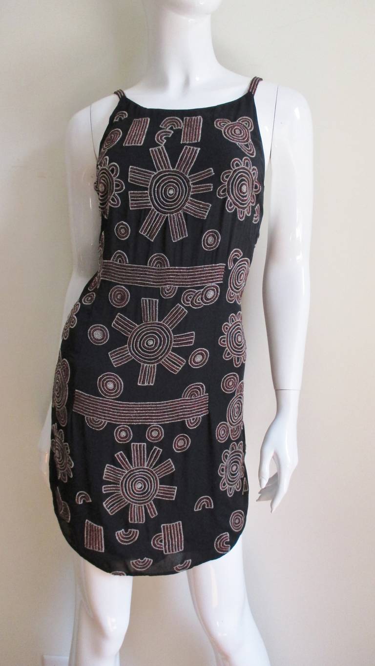 Vintage Karl Lagerfeld Stunning Intricately Beaded Silk Dress In New Condition In Water Mill, NY