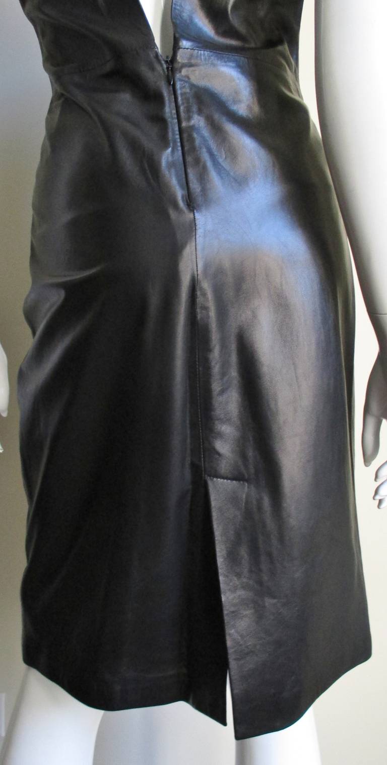 Gianni Versace New Leather Dress 1990s For Sale 1
