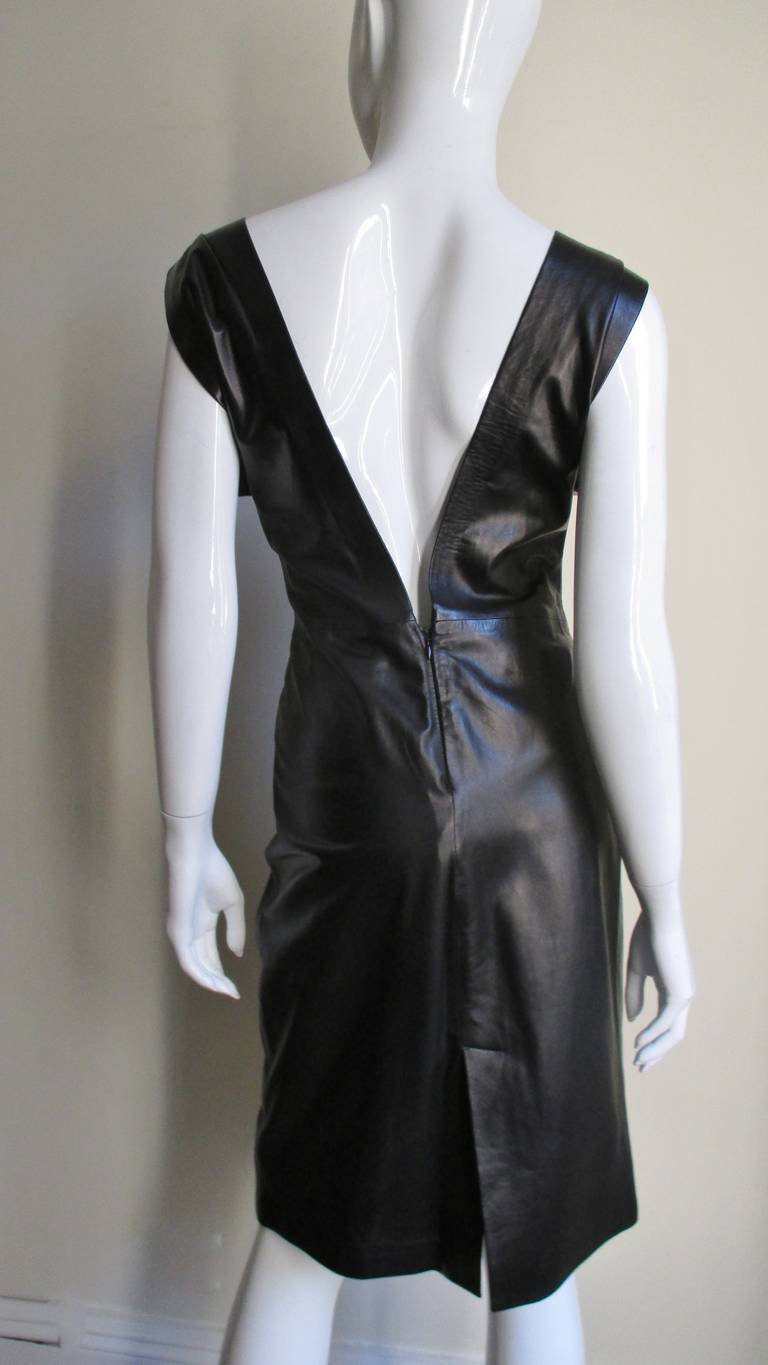 Gianni Versace New Leather Dress 1990s In Excellent Condition For Sale In Water Mill, NY