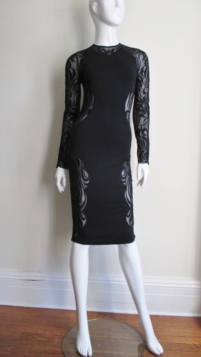 Versace Hourglass Dress With Lace Sides  In New Condition In Water Mill, NY