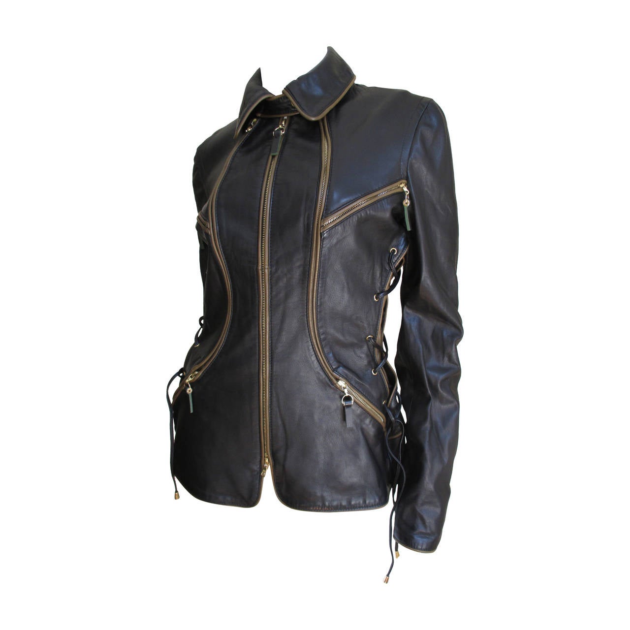 Vintage Gianfranco Ferre Laceup Leather Jacket