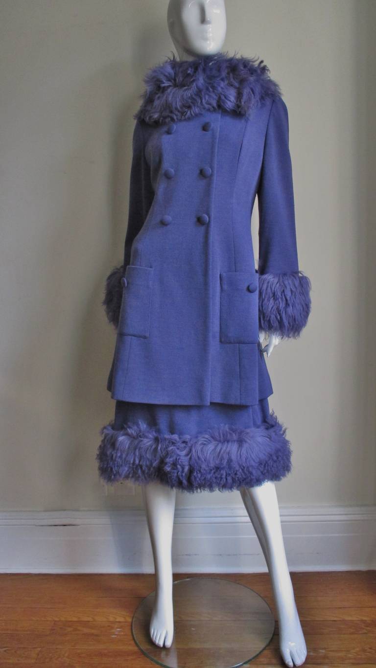 1960's Lilli Ann Mongolian Lamb Trimmed Coat & Dress 1
