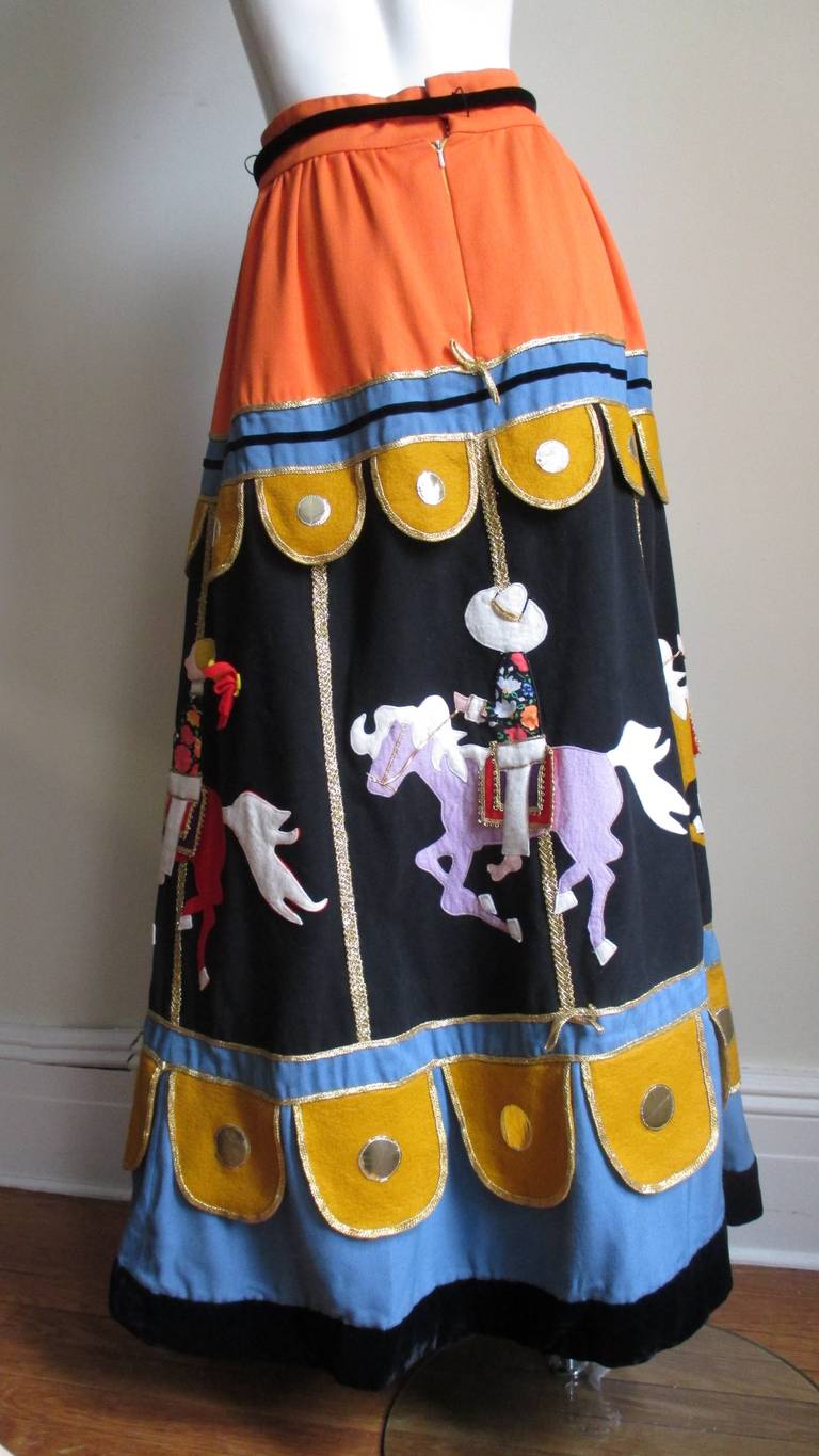 1970's Malcolm Starr Carousel Maxi Skirt 4