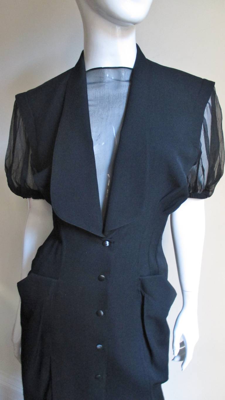 1980s Thierry Mugler Short Sleeves/Detachable Long Sleeves 1