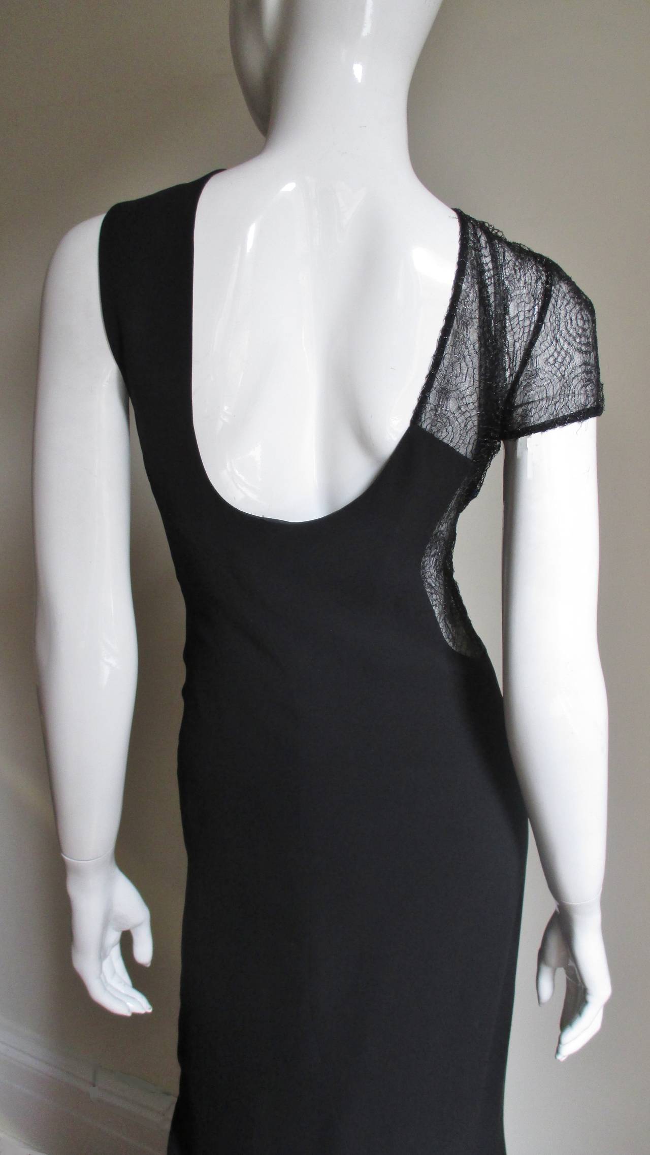 1990s Gianni Versace Asymmetric Gown with Lace Cutouts 7