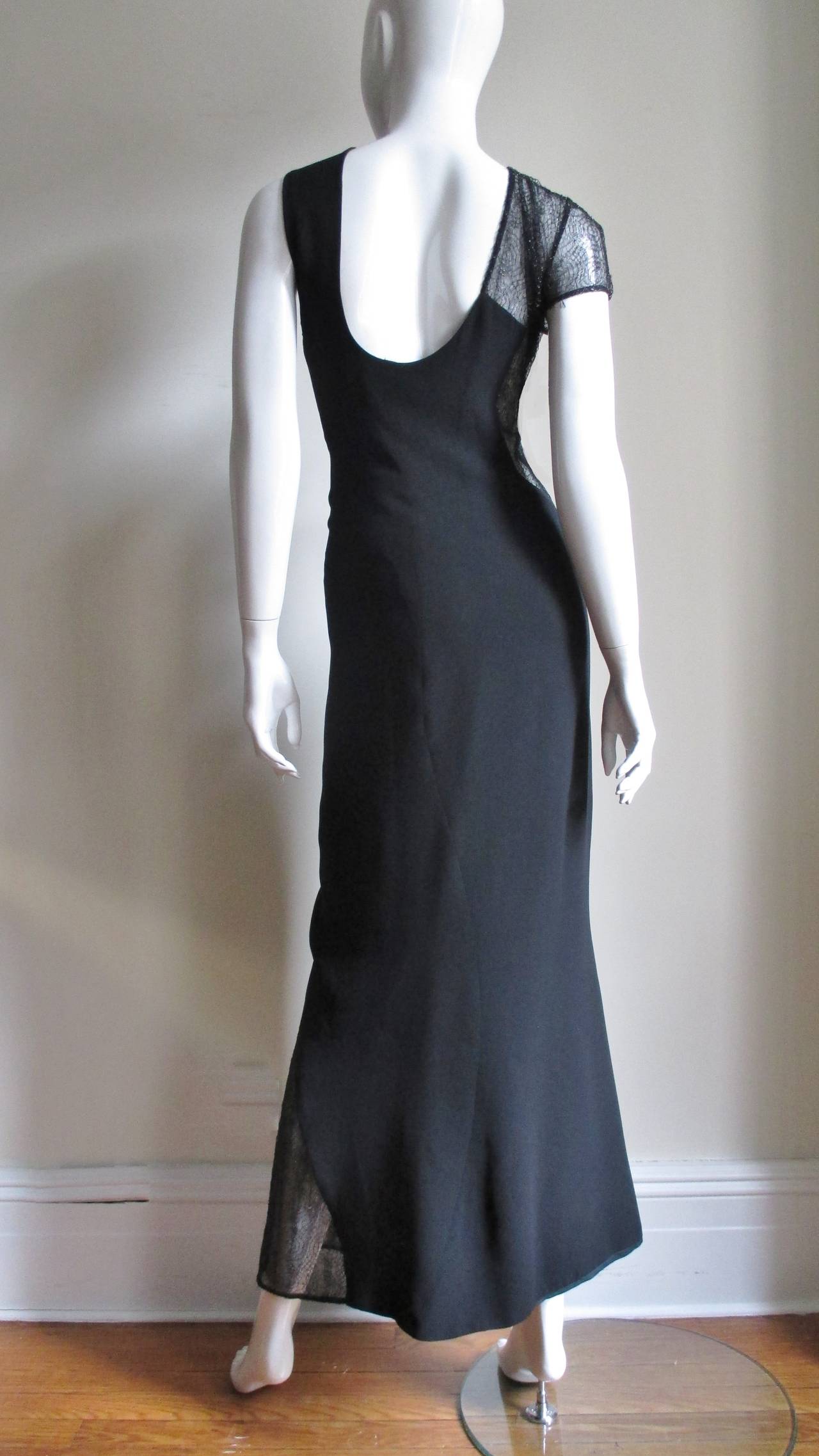 Vintage Gianni Versace Asymmetric Lace Cutouts Gown For Sale at 1stdibs