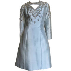 1960's Bernetti Beaded Cutout Silk Dress 6
