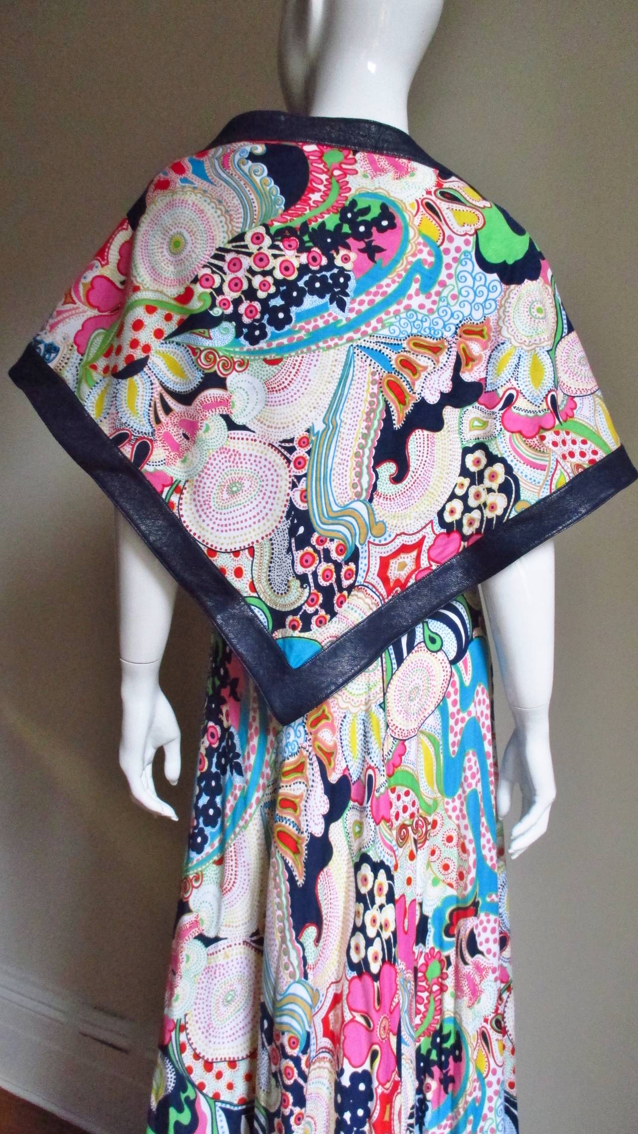 1970's Lanvin Psychadelic Belted Maxi Dress & Wrap 3