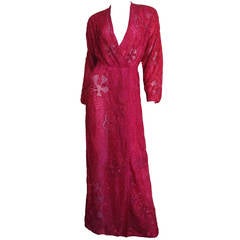 Halston Beaded 1970's Wrap Plunge Gown