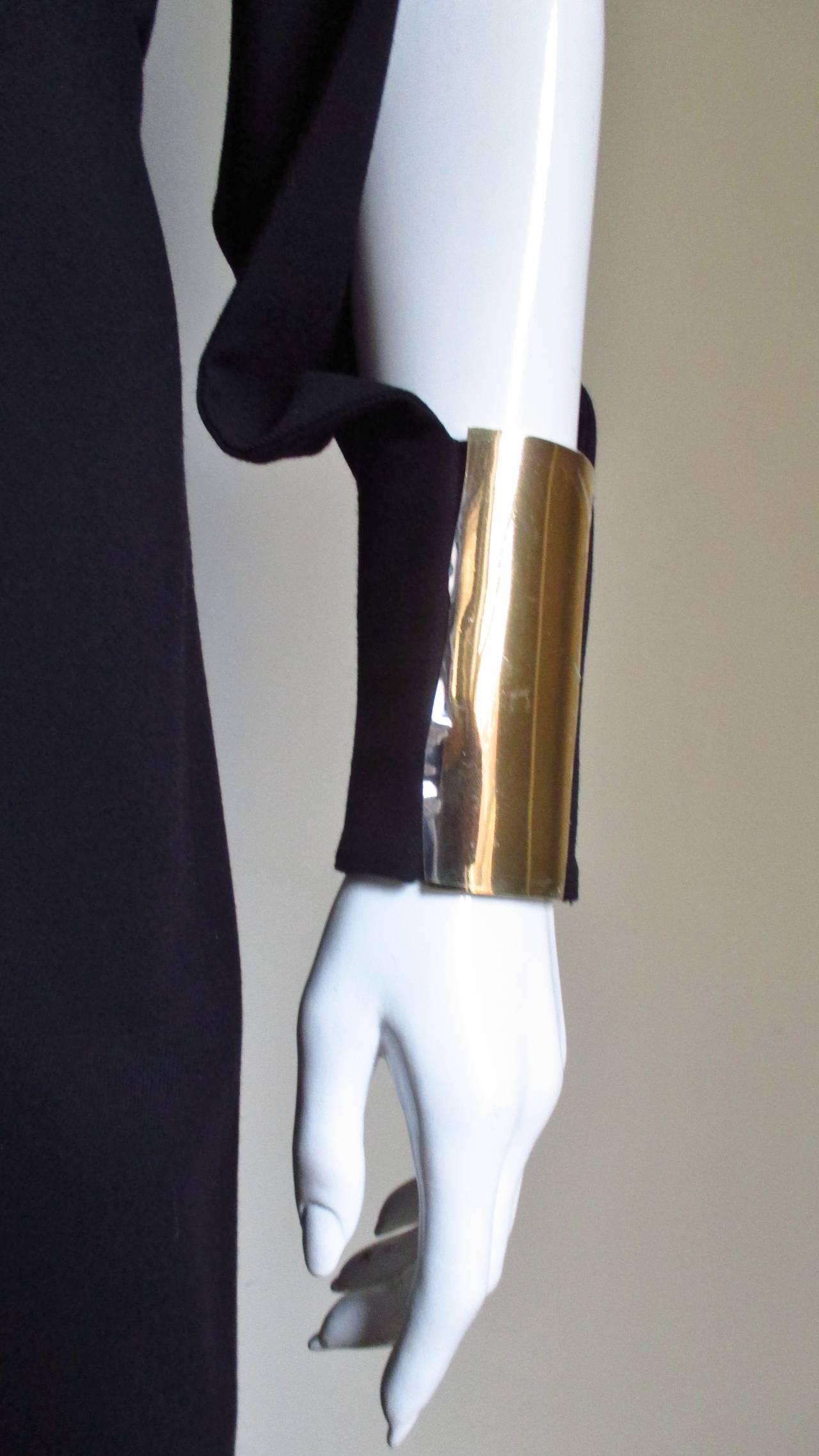 Gucci Split Sleeves Dress With Gold Bracelet Cuffs For Sale at 1stdibs