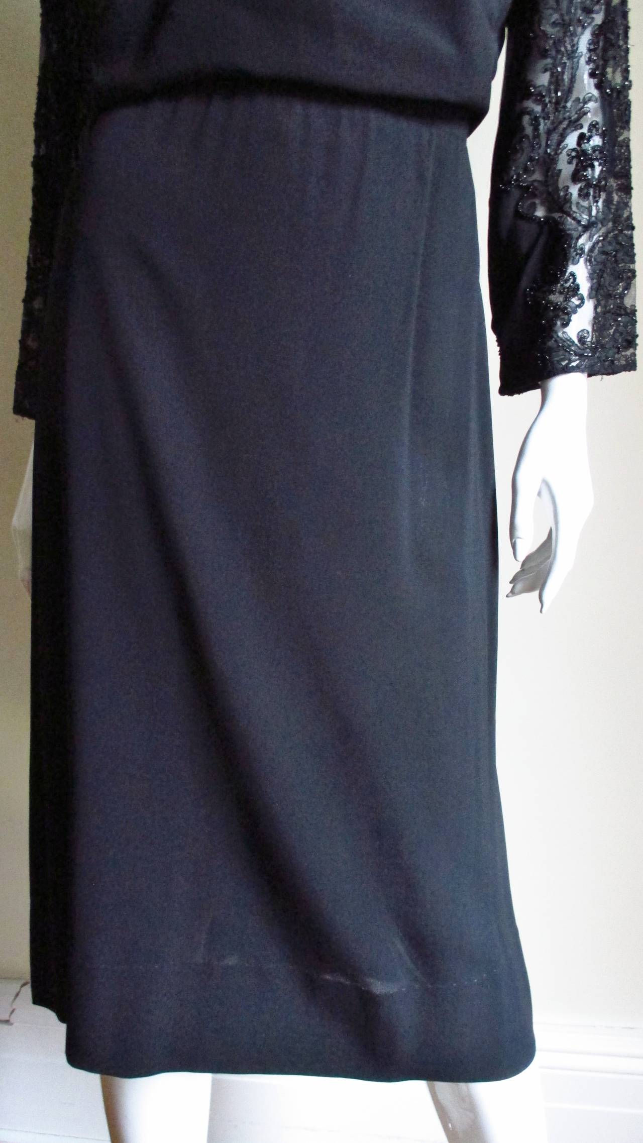 Eisenberg - Robe d'origine avec empiècement en dentelle perlée, années 1940 en vente 2