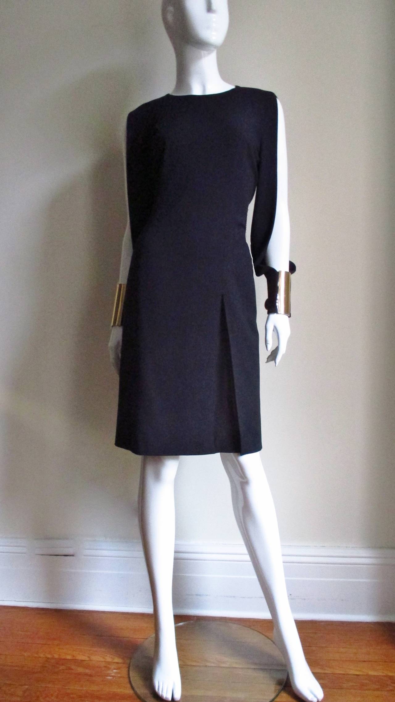 Black Gucci Split Sleeves Bracelet Cuff Silk Dress