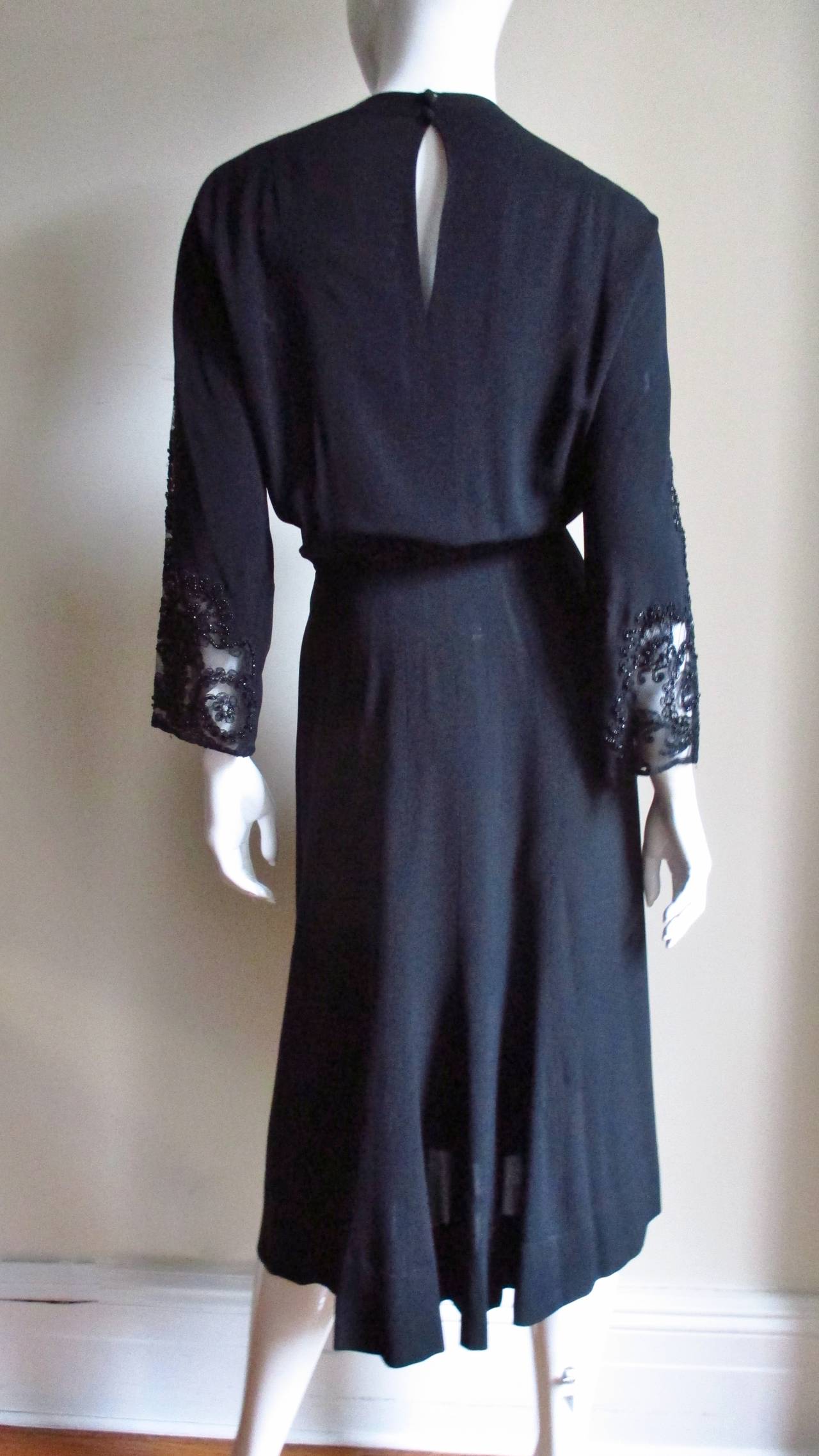 Eisenberg Originals Dress with Beaded Lace Panel 1940s For Sale 5