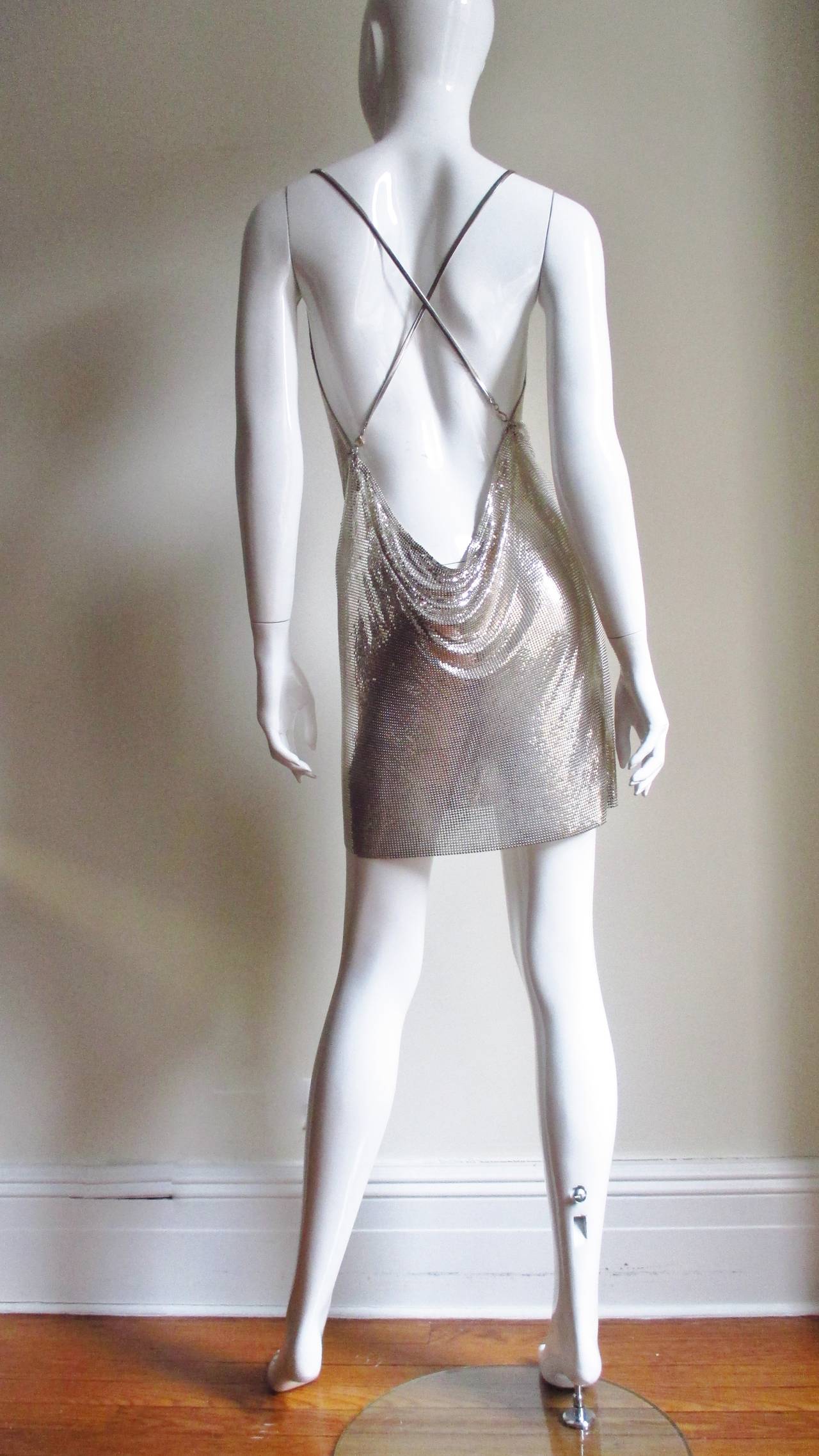 Iconic Vintage Paco Rabanne Metal Mesh Draped Dress 2