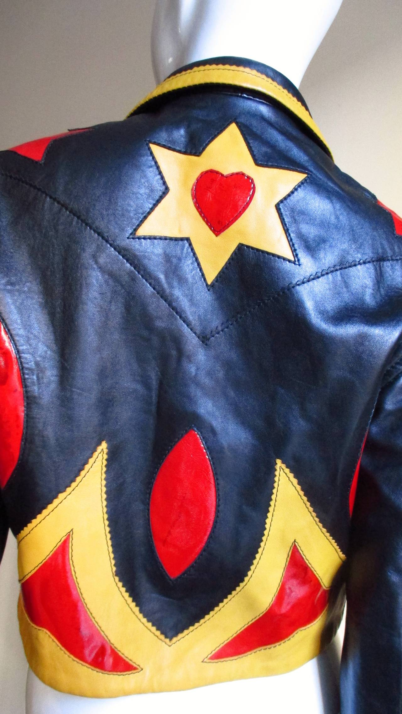 Fabulous Moschino Detailed Leather ' Heart ' Jacket 4