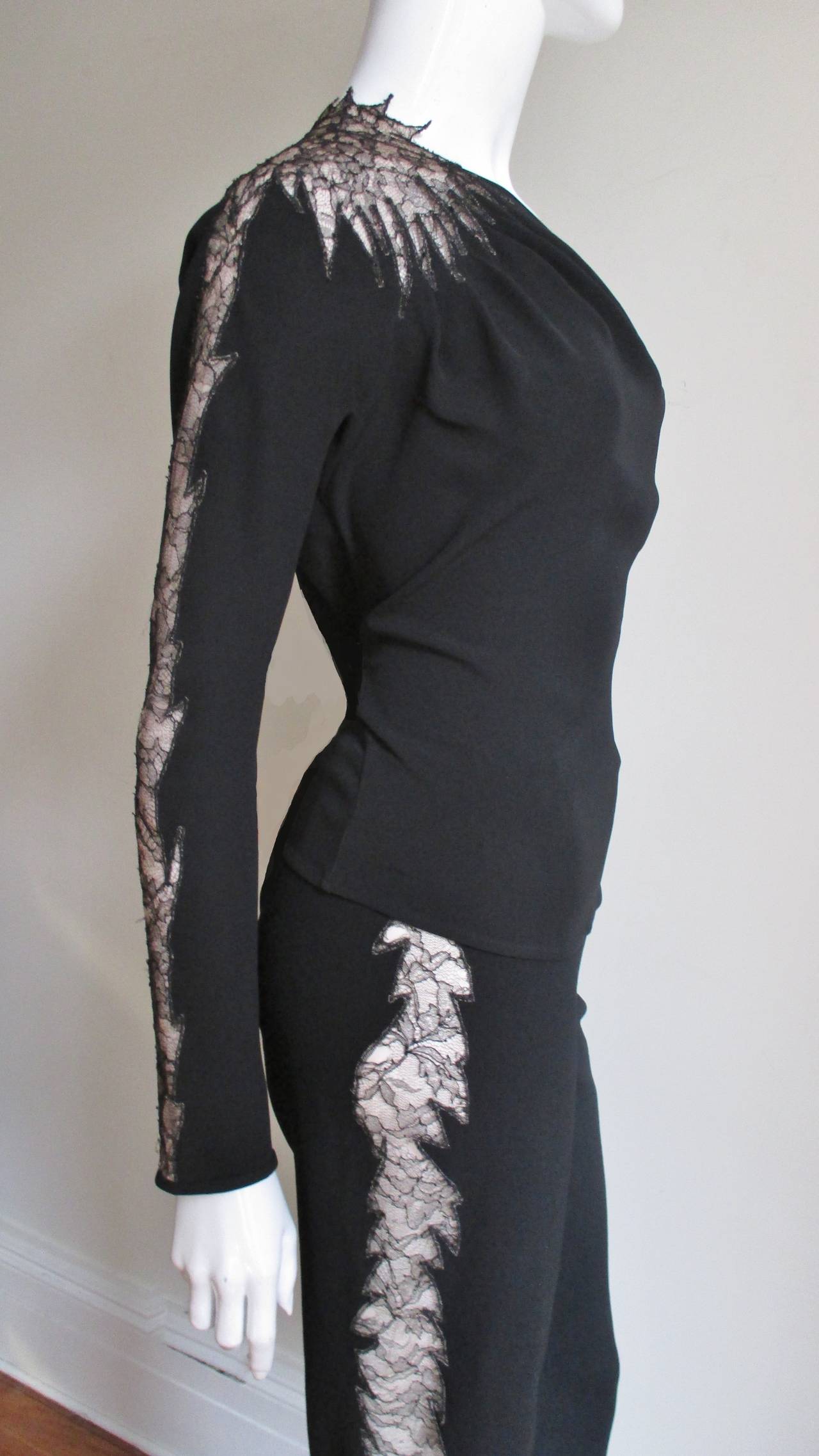 Gianni Versace Pants & Top W Lace Panels In Excellent Condition In Water Mill, NY