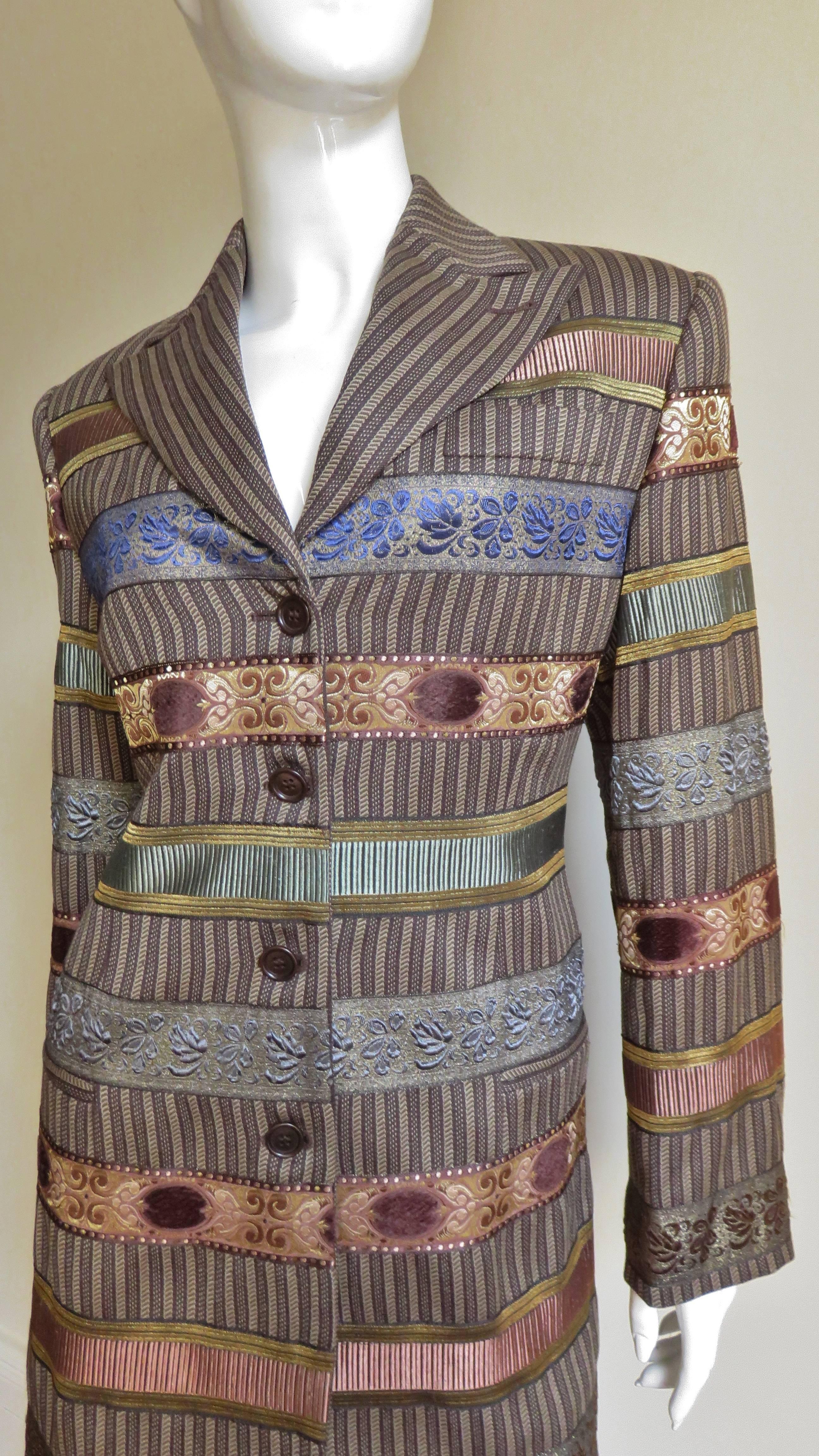 Gray Romeo Gigli Tapestry Ribbon Jacket 1990s