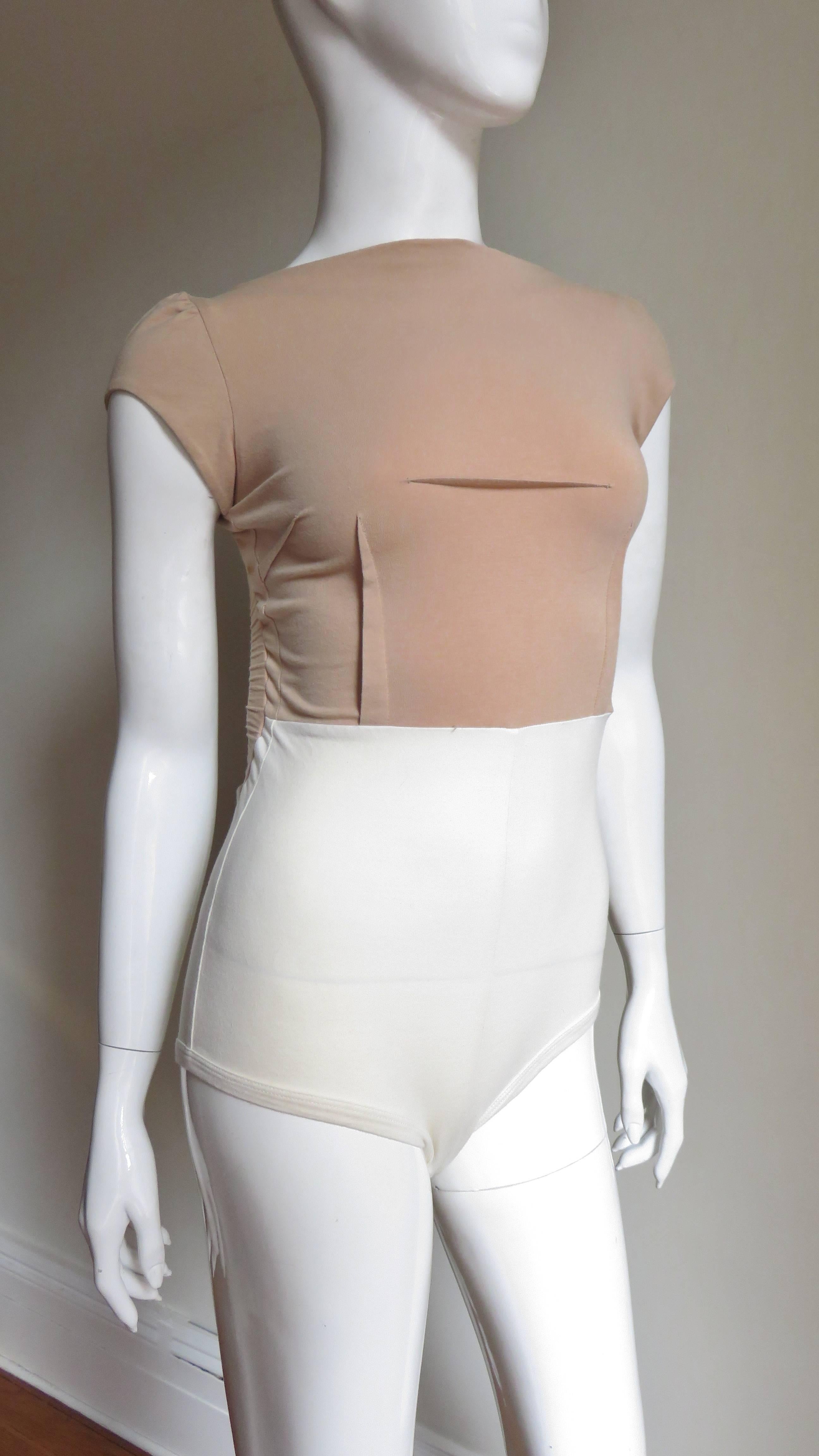 Beige Early Martin Margiela Colorblock Backless Body Suit