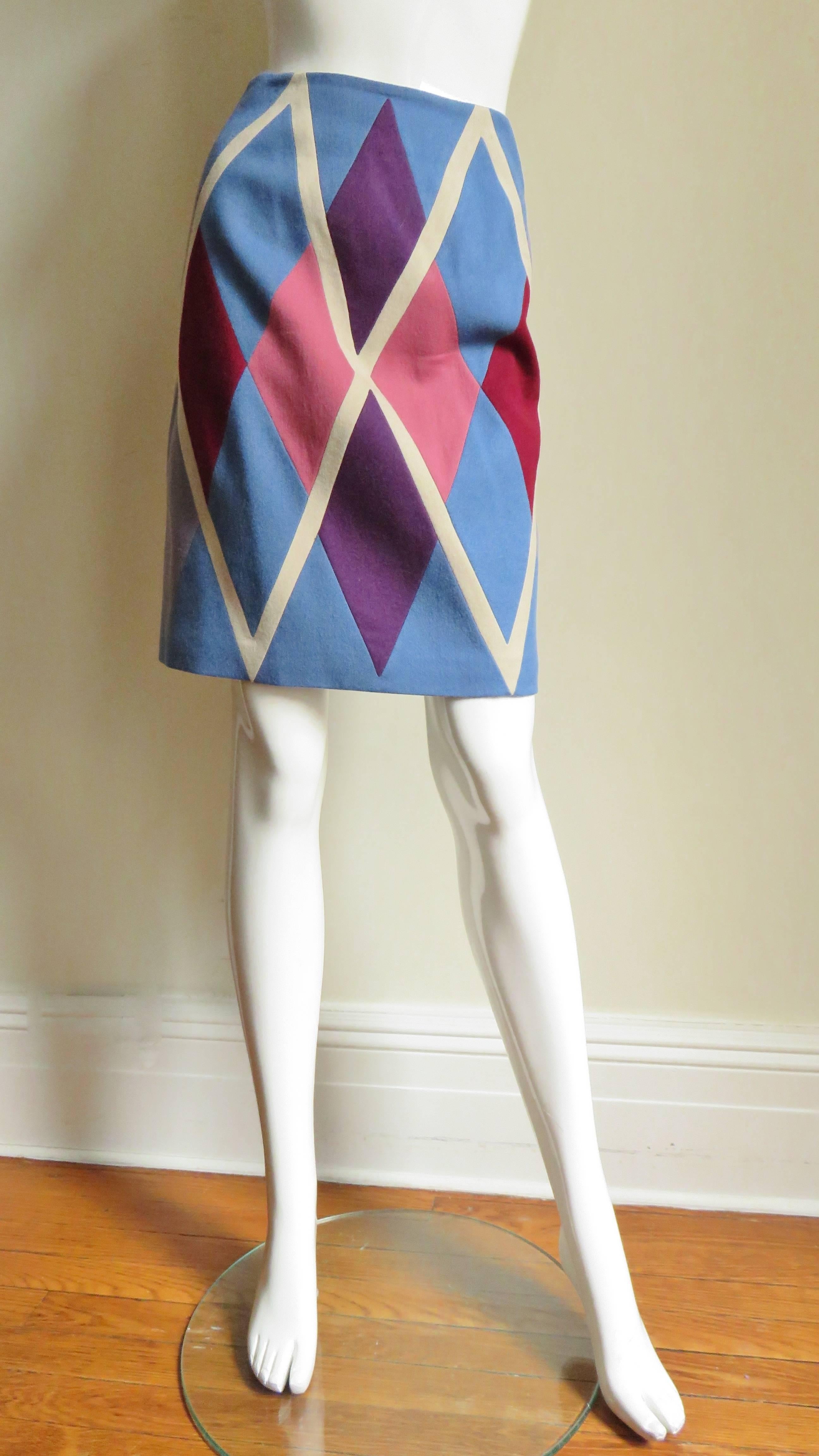 Women's 1980s Christian Francis Roth Pieced Color Block Skirt