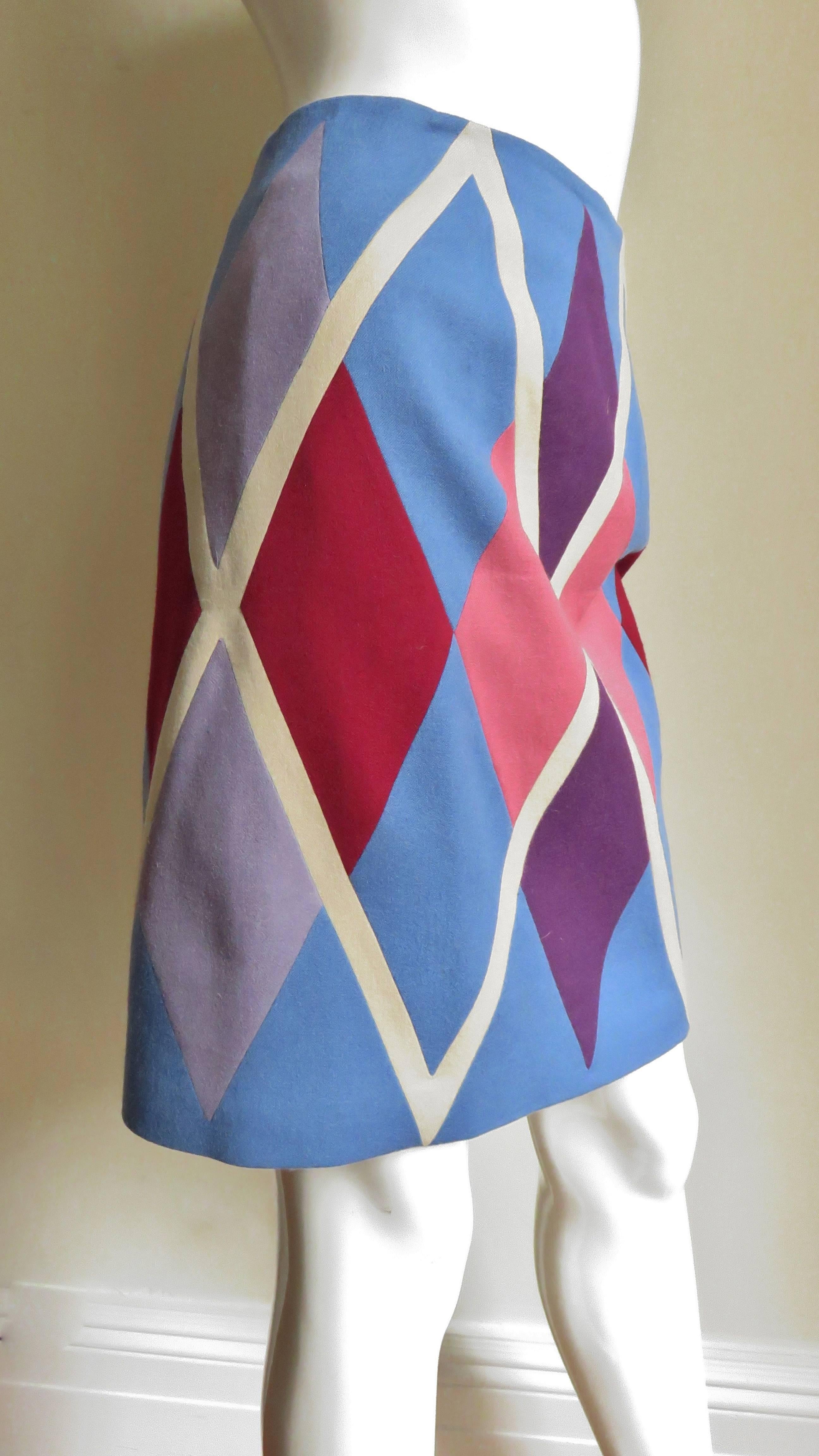 1980s Christian Francis Roth Pieced Color Block Skirt 1